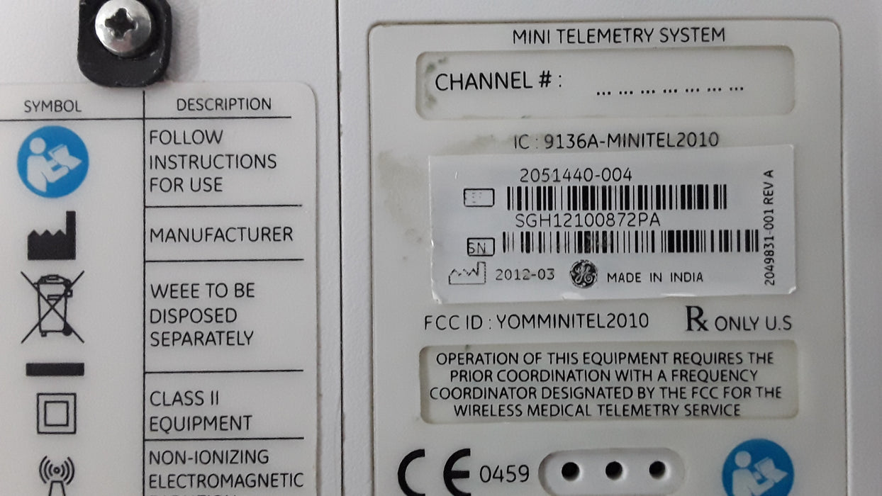 GE Healthcare 2051440-004 Mini Telemetry Transmitter