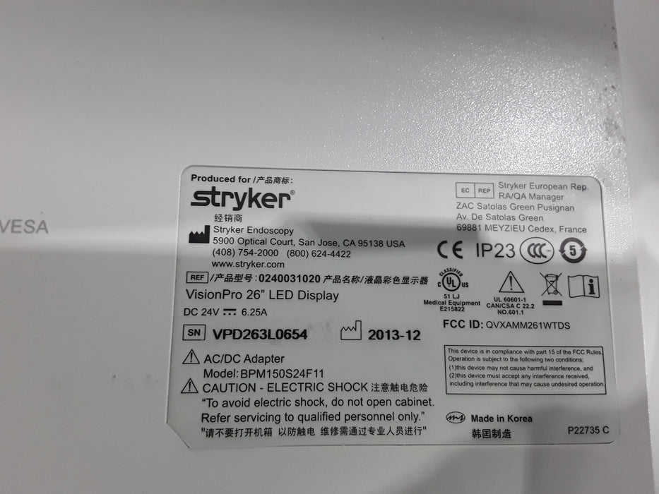 Stryker Medical VisionPro 26" LED Display Monitor